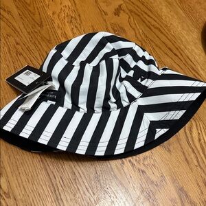 Kate Spade Black and White Striped Bucket Hat NWT